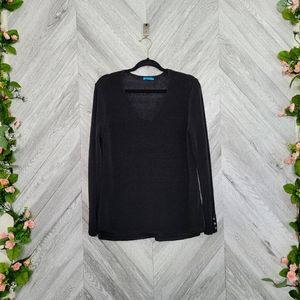 J Mclaughlin Black Knit Cotton Blend Sweater Lg